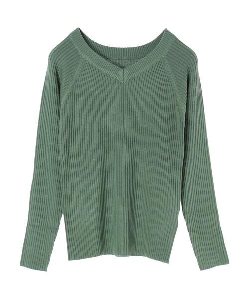 AMERICAN HOLIC(アメリカンホリック)の「2WAYリブプルオーバー*(ニット/セーター・レディース・マスタード/アイボリー/ブラック/ライトグリーン/ネイビー/ホワイト系その他4・M/L)」の10枚目の写真