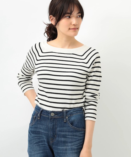 AMERICAN HOLIC(アメリカンホリック)の「2WAYリブプルオーバー*(ニット/セーター・レディース・マスタード/アイボリー/ブラック/ライトグリーン/ネイビー/ホワイト系その他4・M/L)」の3枚目の写真