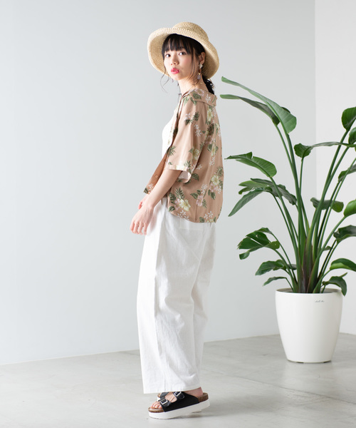 WEGO（ウィゴー）の「WEGO/【セットアップ対応商品】リネンブレンドワイドパンツ（スラックス・レディース・ホワイト/ブラウン/ライトベージュ/ダークオレンジ・FREE）」の10枚目の写真