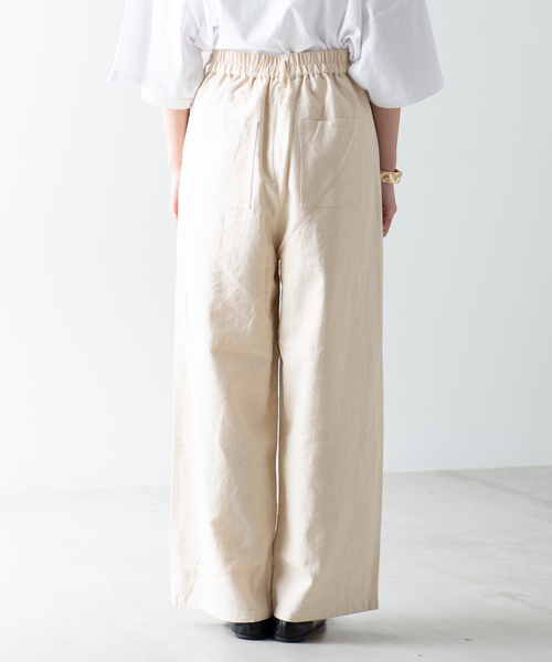 WEGO（ウィゴー）の「WEGO/【セットアップ対応商品】リネンブレンドワイドパンツ（スラックス・レディース・ホワイト/ブラウン/ライトベージュ/ダークオレンジ・FREE）」の15枚目の写真