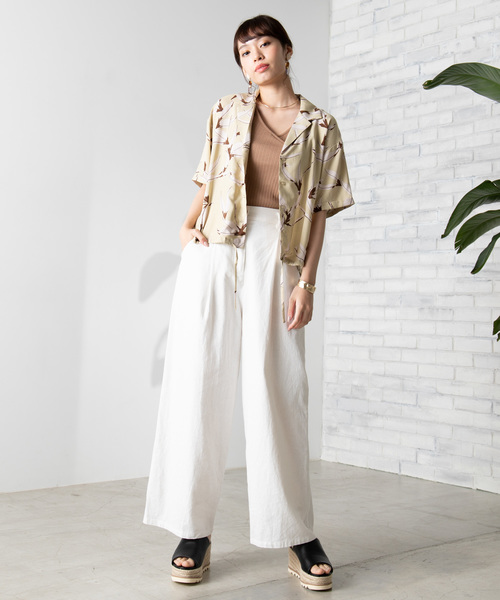 WEGO（ウィゴー）の「WEGO/【セットアップ対応商品】リネンブレンドワイドパンツ（スラックス・レディース・ホワイト/ブラウン/ライトベージュ/ダークオレンジ・FREE）」の18枚目の写真