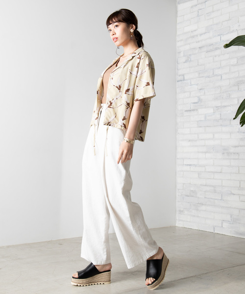 WEGO（ウィゴー）の「WEGO/【セットアップ対応商品】リネンブレンドワイドパンツ（スラックス・レディース・ホワイト/ブラウン/ライトベージュ/ダークオレンジ・FREE）」の19枚目の写真