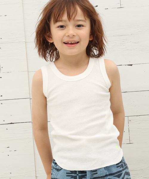 BAYFLOW（ベイフロー）の「[KIDS]ミニワッフルタンクトップ（タンクトップ・キッズ・ブラック/グレー/オフホワイト・SMALL/MEDIUM/LARGE/X-LARGE/XX-LARGE）」の6枚目の写真