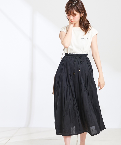 natural couture(ナチュラルクチュール)の「綿ボイルカラースカート(スカート・レディース・ブラック/パープル/ターコイズブルー/チェック/イエロー/キャメル・FREE)」の10枚目の写真