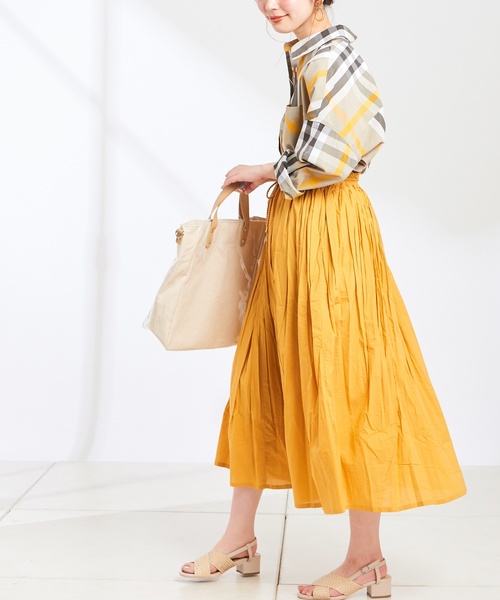 natural couture(ナチュラルクチュール)の「綿ボイルカラースカート(スカート・レディース・ブラック/パープル/ターコイズブルー/チェック/イエロー/キャメル・FREE)」の20枚目の写真