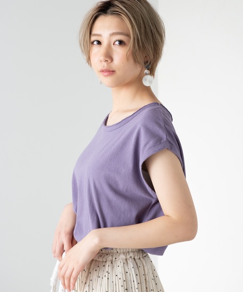 WEGO（ウィゴー）の「WEGO/USAコットンノースリーブTシャツ（Tシャツ/カットソー・レディース・ブラック/ベージュ/ピンク/ホワイト/カーキ/パープル・FREE）」の5枚目の写真