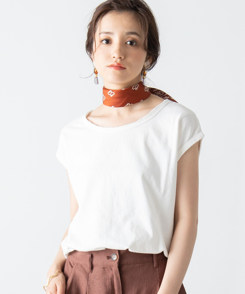 WEGO（ウィゴー）の「WEGO/USAコットンノースリーブTシャツ（Tシャツ/カットソー・レディース・ブラック/ベージュ/ピンク/ホワイト/カーキ/パープル・FREE）」の2枚目の写真