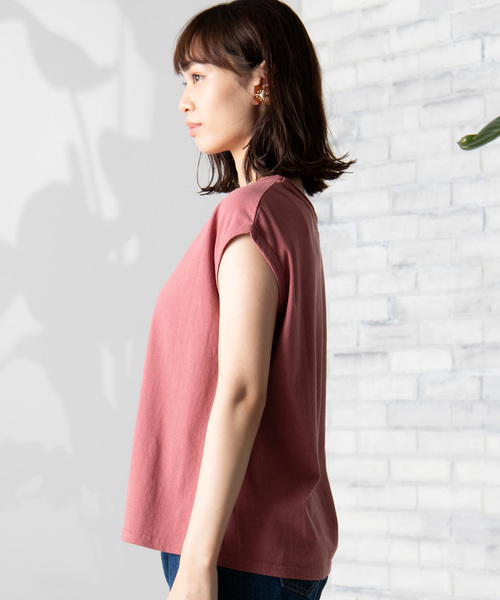 WEGO（ウィゴー）の「WEGO/USAコットンノースリーブTシャツ（Tシャツ/カットソー・レディース・ブラック/ベージュ/ピンク/ホワイト/カーキ/パープル・FREE）」の17枚目の写真