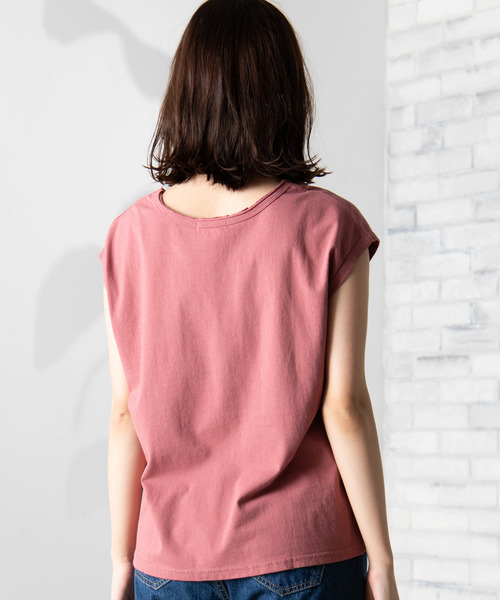 WEGO（ウィゴー）の「WEGO/USAコットンノースリーブTシャツ（Tシャツ/カットソー・レディース・ブラック/ベージュ/ピンク/ホワイト/カーキ/パープル・FREE）」の8枚目の写真