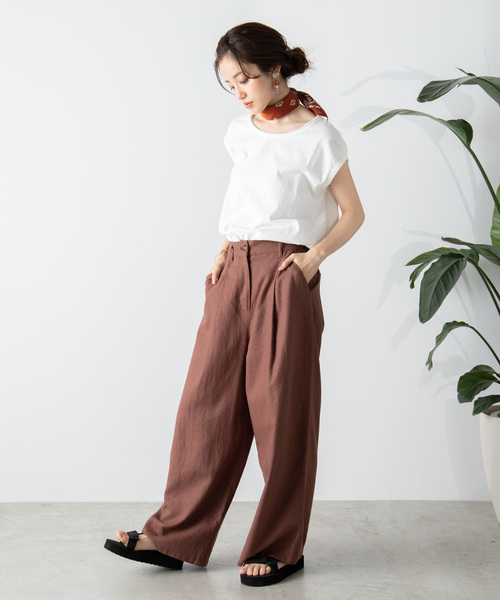 WEGO（ウィゴー）の「WEGO/USAコットンノースリーブTシャツ（Tシャツ/カットソー・レディース・ブラック/ベージュ/ピンク/ホワイト/カーキ/パープル・FREE）」の22枚目の写真