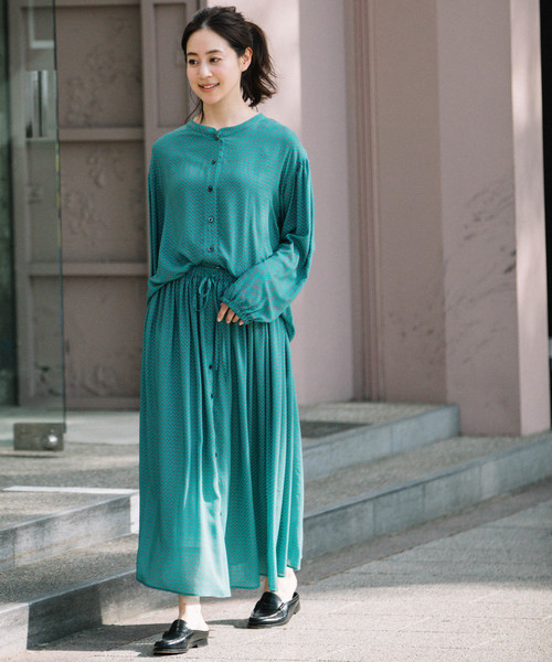 Munich（ミューニック）の「ミニフラワープリント　ギャザースカート（スカート・レディース・ブラック/グリーン/ライトブラウン・S/M）」の9枚目の写真