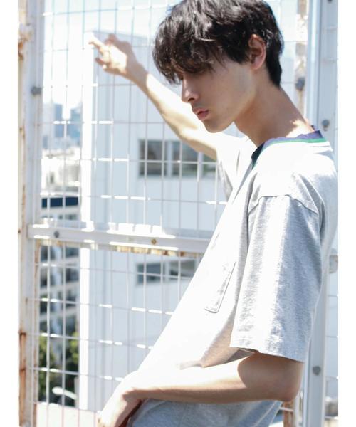 CRAFT STANDARD BOUTIQUE(クラフトスタンダードブティック)の「衿リブカットプルオーバー●(Tシャツ/カットソー・メンズ・オフホワイト/ブルー/杢グレー・LL/M/L)」の9枚目の写真
