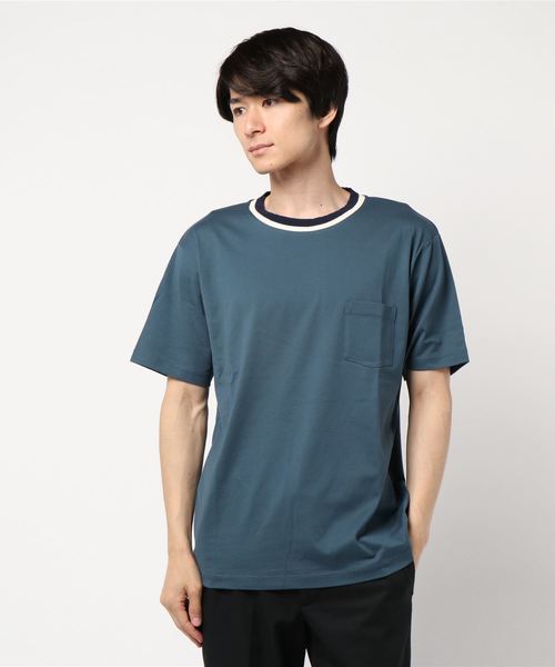 CRAFT STANDARD BOUTIQUE(クラフトスタンダードブティック)の「衿リブカットプルオーバー●(Tシャツ/カットソー・メンズ・オフホワイト/ブルー/杢グレー・LL/M/L)」の4枚目の写真