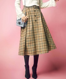 【19秋新着】フロントボタンフレアースカート