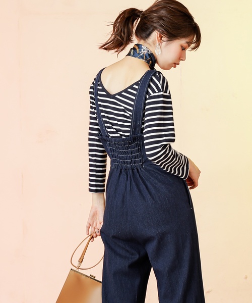 natural couture(ナチュラルクチュール)の「スカーフ付き2WAYTシャツ(Tシャツ/カットソー・レディース・ダークブラウン/ネイビー×ホワイト/オフホワイト/ブラック・FREE)」の15枚目の写真