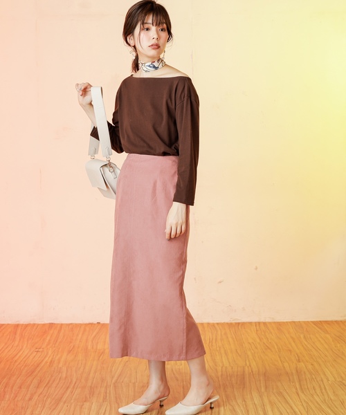 natural couture(ナチュラルクチュール)の「スカーフ付き2WAYTシャツ(Tシャツ/カットソー・レディース・ダークブラウン/ネイビー×ホワイト/オフホワイト/ブラック・FREE)」の13枚目の写真