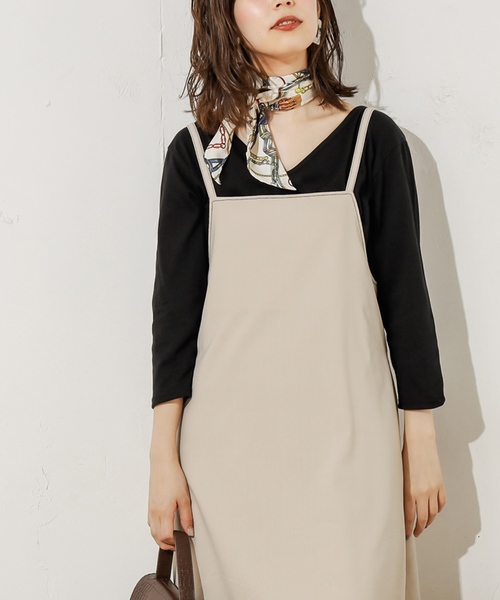 natural couture(ナチュラルクチュール)の「スカーフ付き2WAYTシャツ(Tシャツ/カットソー・レディース・ダークブラウン/ネイビー×ホワイト/オフホワイト/ブラック・FREE)」の17枚目の写真