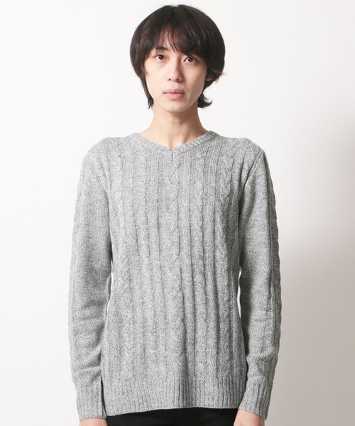 SHISKY(シスキー)の「ケーブル編みVネックアクリルニット(ニット/セーター・メンズ・O/P/M/N/K/L/I/J/G/H/E/F/C/D/A/B・M/L/LL)」の21枚目の写真