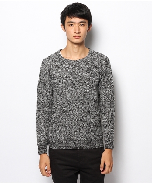 WEGO（ウィゴー）の「WEGO/畦編みラグランニット（ニット/セーター・メンズ・ブラック系その他/杢グレー/ホワイト/ブラック/ネイビー・MEDIUM/LARGE）」の6枚目の写真