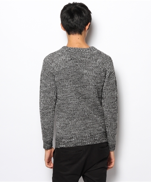 WEGO（ウィゴー）の「WEGO/畦編みラグランニット（ニット/セーター・メンズ・ブラック系その他/杢グレー/ホワイト/ブラック/ネイビー・MEDIUM/LARGE）」の8枚目の写真