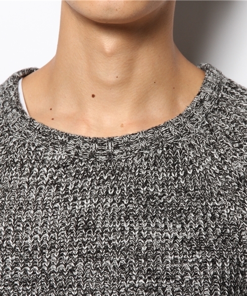 WEGO（ウィゴー）の「WEGO/畦編みラグランニット（ニット/セーター・メンズ・ブラック系その他/杢グレー/ホワイト/ブラック/ネイビー・MEDIUM/LARGE）」の9枚目の写真