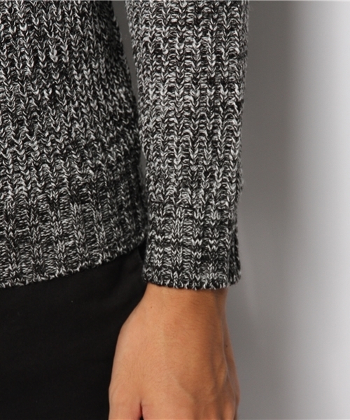 WEGO（ウィゴー）の「WEGO/畦編みラグランニット（ニット/セーター・メンズ・ブラック系その他/杢グレー/ホワイト/ブラック/ネイビー・MEDIUM/LARGE）」の10枚目の写真