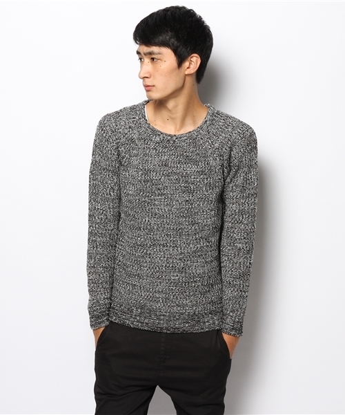 WEGO（ウィゴー）の「WEGO/畦編みラグランニット（ニット/セーター・メンズ・ブラック系その他/杢グレー/ホワイト/ブラック/ネイビー・MEDIUM/LARGE）」の15枚目の写真