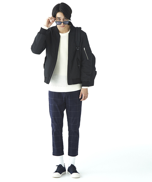 WEGO（ウィゴー）の「WEGO/畦編みラグランニット（ニット/セーター・メンズ・ブラック系その他/杢グレー/ホワイト/ブラック/ネイビー・MEDIUM/LARGE）」の12枚目の写真