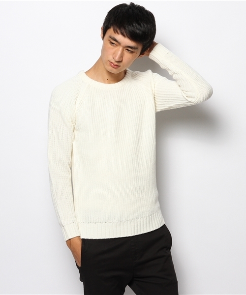 WEGO（ウィゴー）の「WEGO/畦編みラグランニット（ニット/セーター・メンズ・ブラック系その他/杢グレー/ホワイト/ブラック/ネイビー・MEDIUM/LARGE）」の14枚目の写真