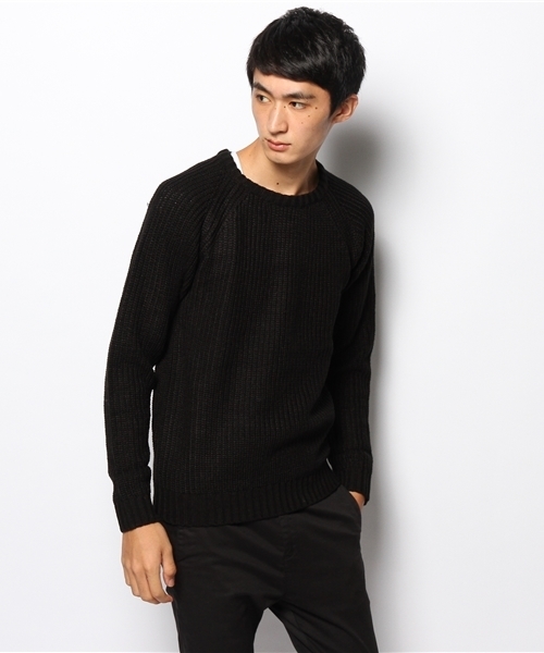 WEGO（ウィゴー）の「WEGO/畦編みラグランニット（ニット/セーター・メンズ・ブラック系その他/杢グレー/ホワイト/ブラック/ネイビー・MEDIUM/LARGE）」の17枚目の写真