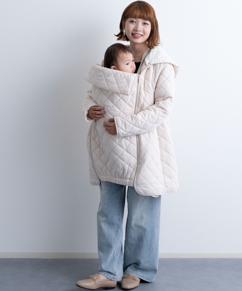 セール】だっこおんぶ対応 キルティングママコート（マタニティウェア