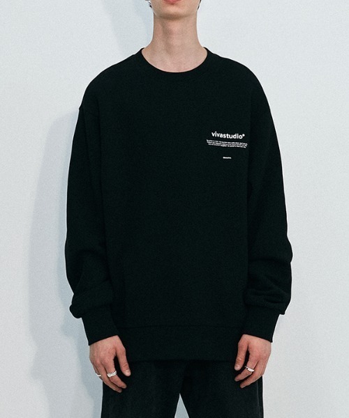 VIVASTUDIO（ビバスタジオ）の「NEW BINAURAL CREWNECK（スウェット・メンズ・チャコールグレー/ブラック/ダークグリーン/ネイビー/オレンジ/ライトグリーン/ヘザーグレー/アイボリー・SMALL/MEDIUM/LARGE/X-LARGE）」の2枚目の写真