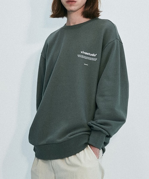 VIVASTUDIO（ビバスタジオ）の「NEW BINAURAL CREWNECK（スウェット・メンズ・チャコールグレー/ブラック/ダークグリーン/ネイビー/オレンジ/ライトグリーン/ヘザーグレー/アイボリー・SMALL/MEDIUM/LARGE/X-LARGE）」の6枚目の写真