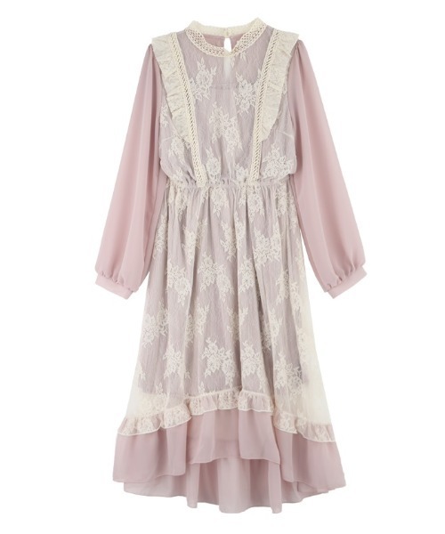 axes femme（アクシーズファム）の「レーシーロングＯＰ（ワンピース・レディース・グレー/ピンク/ネイビー・MEDIUM）」の3枚目の写真