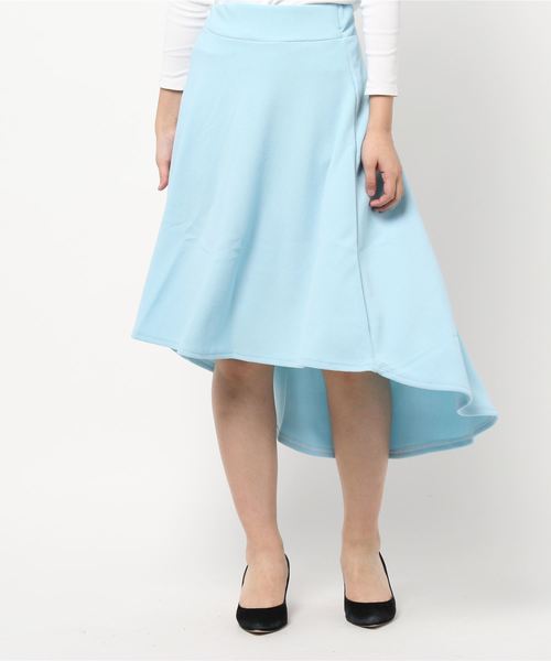 Coo+i（クーイ）の「イレギュラーヘムフレアスカート（スカート・レディース・ホワイト/ライトブルー/ブラック/ベージュ/ネイビー/グレー/カーキ/ピンク/イエロー/ブルー/マスタード/ラベンダー/キャメル/ピンク系その他/ワイン・M/L）」の6枚目の写真