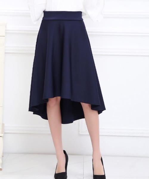 Coo+i（クーイ）の「イレギュラーヘムフレアスカート（スカート・レディース・ホワイト/ライトブルー/ブラック/ベージュ/ネイビー/グレー/カーキ/ピンク/イエロー/ブルー/マスタード/ラベンダー/キャメル/ピンク系その他/ワイン・M/L）」の7枚目の写真