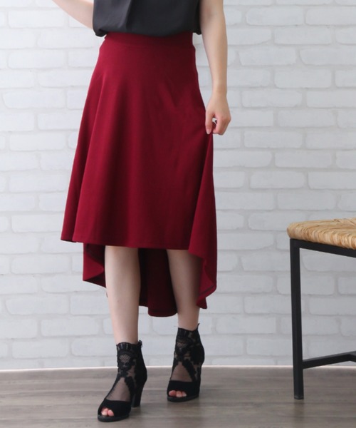 Coo+i（クーイ）の「イレギュラーヘムフレアスカート（スカート・レディース・ホワイト/ライトブルー/ブラック/ベージュ/ネイビー/グレー/カーキ/ピンク/イエロー/ブルー/マスタード/ラベンダー/キャメル/ピンク系その他/ワイン・M/L）」の15枚目の写真