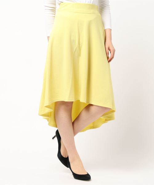 Coo+i（クーイ）の「イレギュラーヘムフレアスカート（スカート・レディース・ホワイト/ライトブルー/ブラック/ベージュ/ネイビー/グレー/カーキ/ピンク/イエロー/ブルー/マスタード/ラベンダー/キャメル/ピンク系その他/ワイン・M/L）」の10枚目の写真