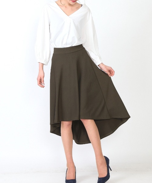 Coo+i（クーイ）の「イレギュラーヘムフレアスカート（スカート・レディース・ホワイト/ライトブルー/ブラック/ベージュ/ネイビー/グレー/カーキ/ピンク/イエロー/ブルー/マスタード/ラベンダー/キャメル/ピンク系その他/ワイン・M/L）」の19枚目の写真