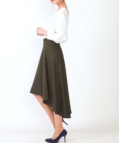 Coo+i（クーイ）の「イレギュラーヘムフレアスカート（スカート・レディース・ホワイト/ライトブルー/ブラック/ベージュ/ネイビー/グレー/カーキ/ピンク/イエロー/ブルー/マスタード/ラベンダー/キャメル/ピンク系その他/ワイン・M/L）」の21枚目の写真