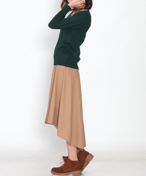 Coo+i（クーイ）の「イレギュラーヘムフレアスカート（スカート・レディース・ホワイト/ライトブルー/ブラック/ベージュ/ネイビー/グレー/カーキ/ピンク/イエロー/ブルー/マスタード/ラベンダー/キャメル/ピンク系その他/ワイン・M/L）」の16枚目の写真