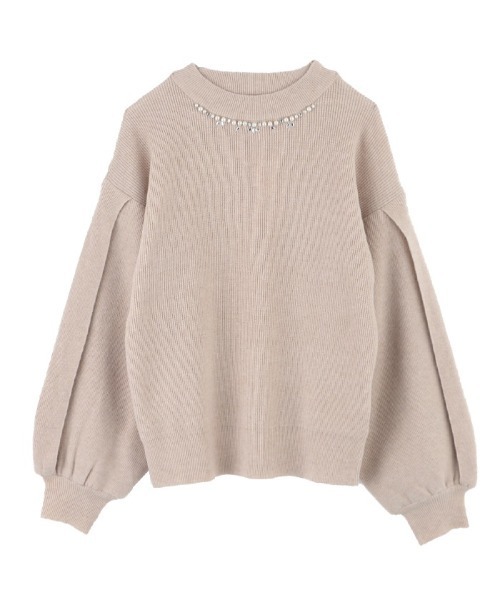 axes femme（アクシーズファム）の「スリット袖レースニット（ニット/セーター・レディース・ブラック/ピンク/ベージュ・MEDIUM）」の2枚目の写真