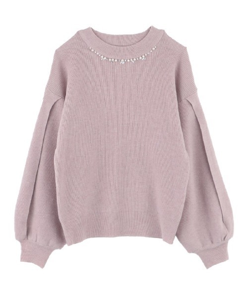 axes femme（アクシーズファム）の「スリット袖レースニット（ニット/セーター・レディース・ブラック/ピンク/ベージュ・MEDIUM）」の3枚目の写真