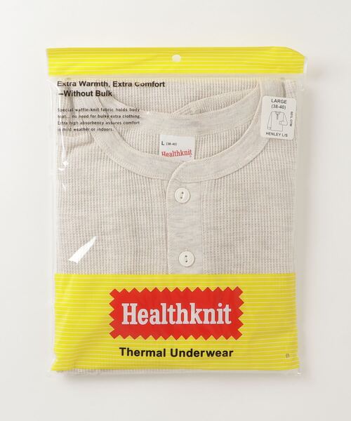 Healthknit(ヘルスニット)の「【Healthknit】ヘンリーネックワッフル長袖パックTEEシャツ サーマル長袖パックTシャツ 601L(Tシャツ/カットソー・メンズ・ホワイト/グレー/ブラック/レッド系その他/グレー×ホワイト/オートミール/ネイビー×ホワイト/ブラック×ホワイト/グリーン/ブラウン・L/M/XL)」の7枚目の写真