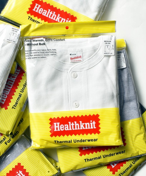 Healthknit(ヘルスニット)の「【Healthknit】ヘンリーネックワッフル長袖パックTEEシャツ サーマル長袖パックTシャツ 601L(Tシャツ/カットソー・メンズ・ホワイト/グレー/ブラック/レッド系その他/グレー×ホワイト/オートミール/ネイビー×ホワイト/ブラック×ホワイト/グリーン/ブラウン・L/M/XL)」の13枚目の写真