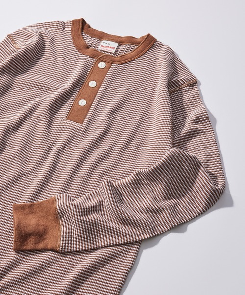 Healthknit(ヘルスニット)の「【Healthknit】ヘンリーネックワッフル長袖パックTEEシャツ サーマル長袖パックTシャツ 601L(Tシャツ/カットソー・メンズ・ホワイト/グレー/ブラック/レッド系その他/グレー×ホワイト/オートミール/ネイビー×ホワイト/ブラック×ホワイト/グリーン/ブラウン・L/M/XL)」の22枚目の写真