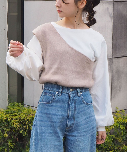 tiptop(ティップトップ)の「2020SS ワンショルダー2wayビスチェセット(ベスト・レディース・ブラック/ベージュ/ブラウン/アイボリー・FREE)」の4枚目の写真