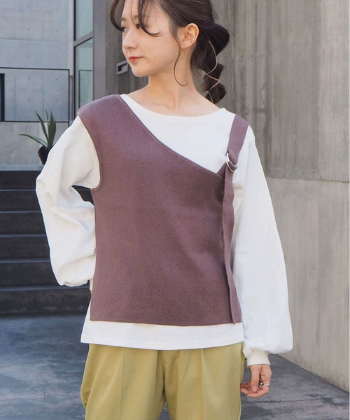 tiptop(ティップトップ)の「2020SS ワンショルダー2wayビスチェセット(ベスト・レディース・ブラック/ベージュ/ブラウン/アイボリー・FREE)」の3枚目の写真