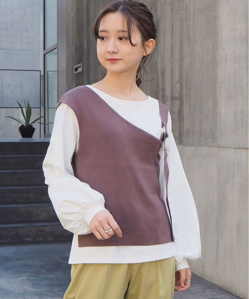 tiptop(ティップトップ)の「2020SS ワンショルダー2wayビスチェセット(ベスト・レディース・ブラック/ベージュ/ブラウン/アイボリー・FREE)」の6枚目の写真