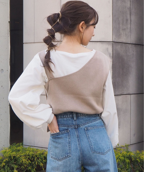 tiptop(ティップトップ)の「2020SS ワンショルダー2wayビスチェセット(ベスト・レディース・ブラック/ベージュ/ブラウン/アイボリー・FREE)」の7枚目の写真